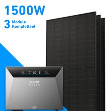 1500W Balkonkraftwerk mit Speicher | 3x 500W Solarmodule & Anker SOLIX Solarbank 4 Pro