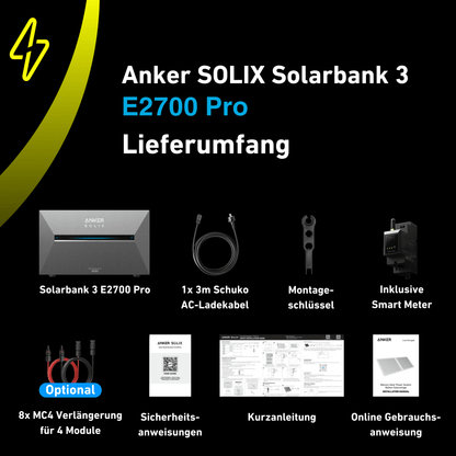 ANKER SOLIX Solarbank 3 E2700 Pro 2,69kWh inklusive Smart Meter