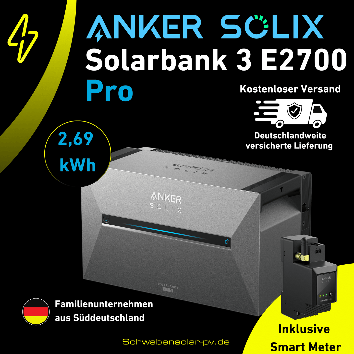 ANKER SOLIX Solarbank 3 E2700 Pro 2,69 kWh inklusive Smart Meter