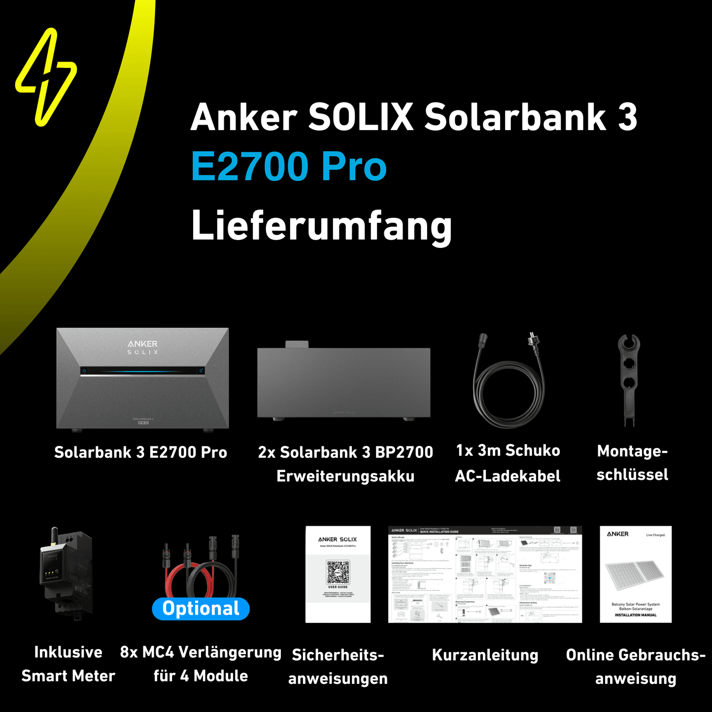 ANKER SOLIX Solarbank 3 E2700 Pro 8,07 kWh inklusive Smart Meter