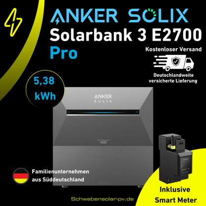 Anker SOLIX Solarbank 3 E2700 Pro + BP2700 Erweiterungsbatterie 5,38 kWh inklusive Smart Meter