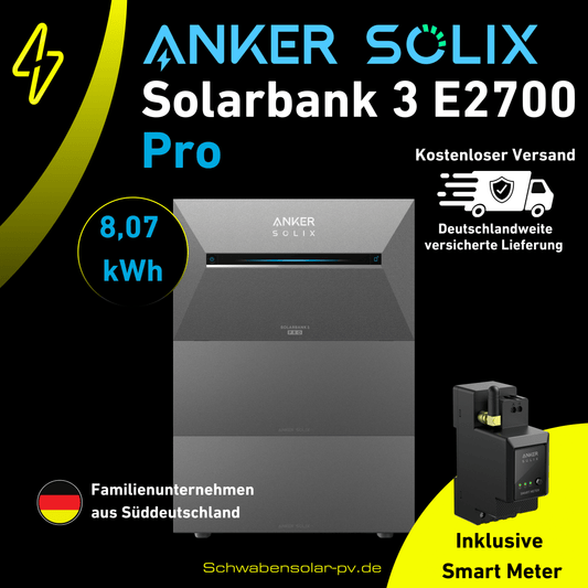 Anker SOLIX Solarbank 3 E2700 Pro + 2x BP2700 Erweiterungsbatterie 8,07 kWh inklusive Smart Meter