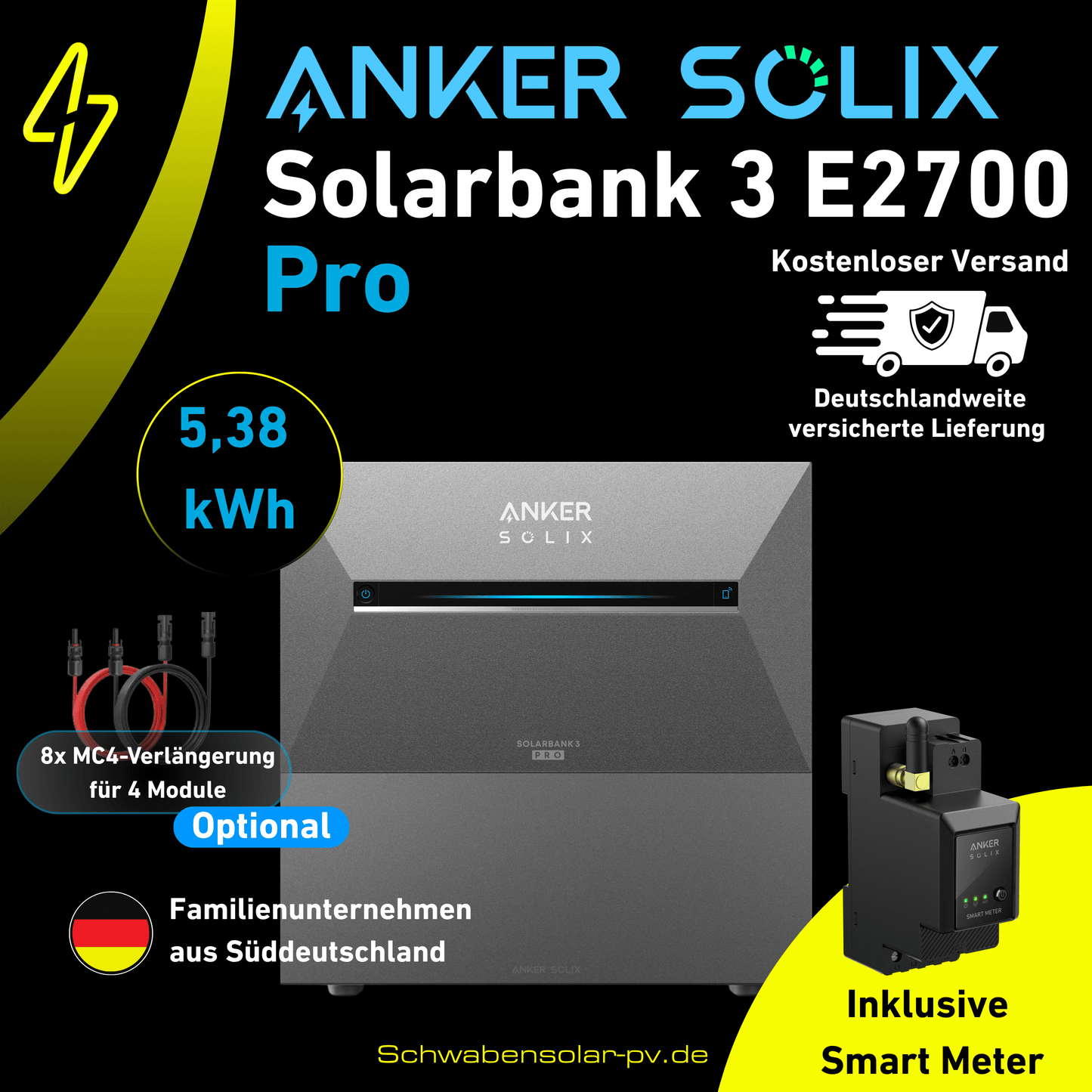 ANKER SOLIX Solarbank 3 E2700 Pro 5,38 kWh inklusive Smart Meter