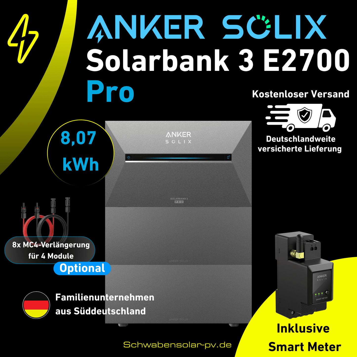ANKER SOLIX Solarbank 3 E2700 Pro 8,07 kWh inklusive Smart Meter