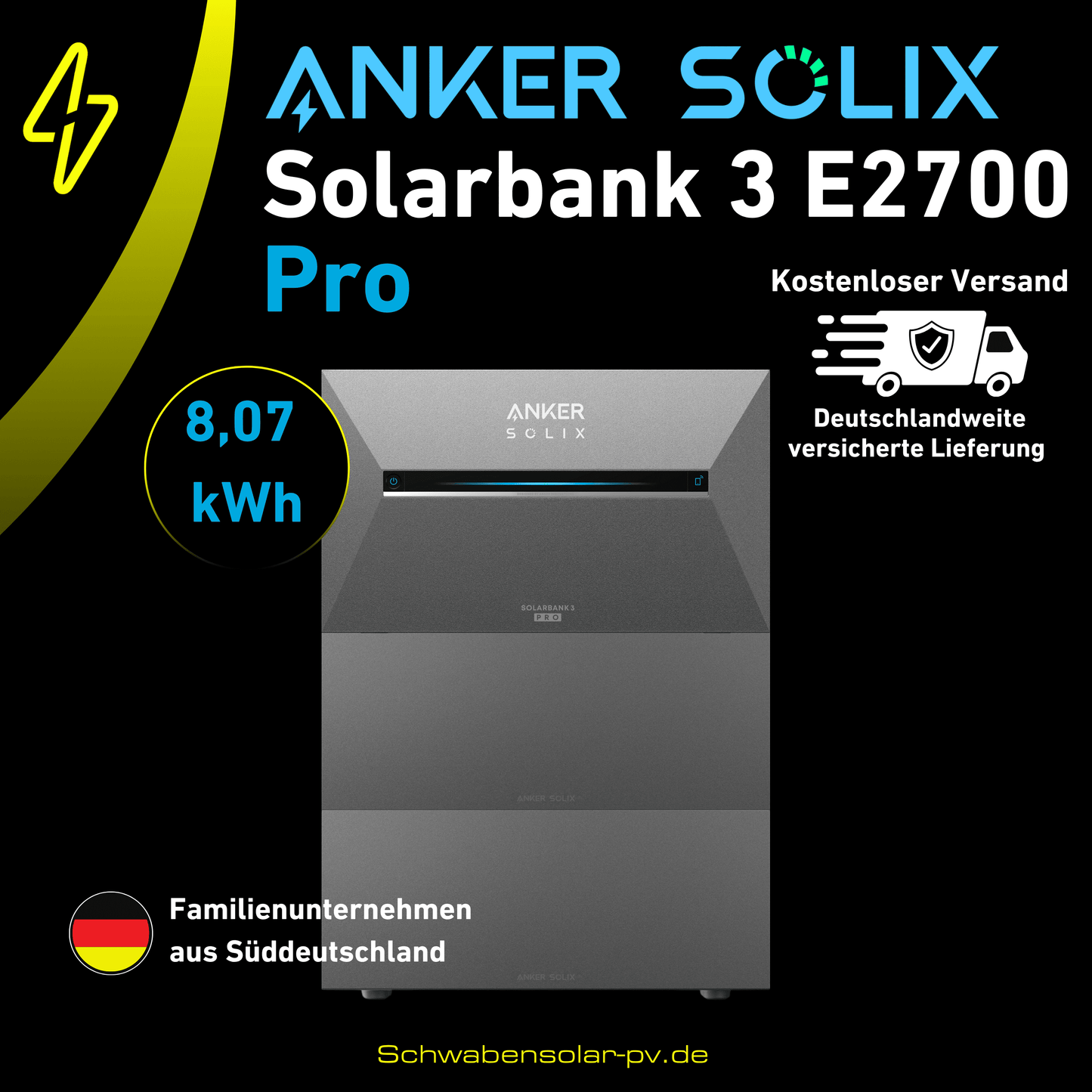Anker SOLIX Solarbank 3 E2700 Pro + 2x BP2700 Erweiterungsbatterie 8,07 kWh