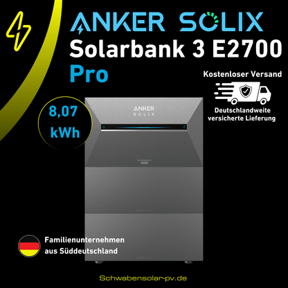 Anker SOLIX Solarbank 3 E2700 Pro + 2x BP2700 Erweiterungsbatterie 8,07 kWh